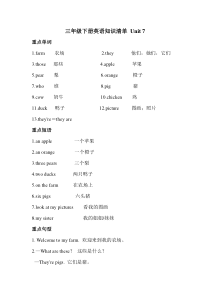 译林英语三年级下册3BUnit 7汇总