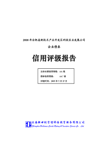 XXXX年合肥高新技术产业开发区科技实业发展公司企业债券信用