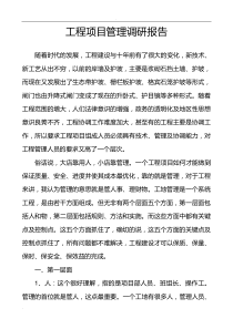 工程项目管理调查研究报告书
