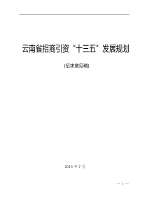 云南招商引资十三五规划(意见稿)