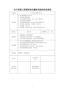 县级国土资源局岗位廉政风险防控承诺表25522