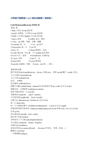 译林版六年级下册英语各单元知识点汇总