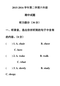 整理好的译林版小学英语6B期中质量检测卷 (16)