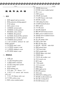 服装术语中英文对照