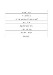 工艺创新风险的评价与预警预控研究