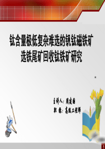 钛含量极低复杂难选的钒钛磁铁矿选铁尾矿回收钛铁矿研究