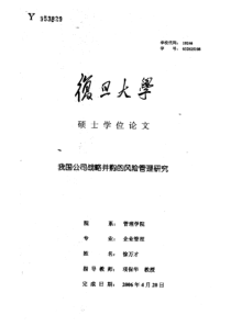 我国公司战略并购的风险管理研究