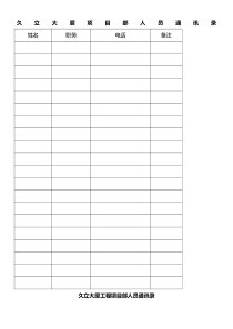 项目部人员通讯录
