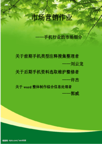 小米手机市场细分