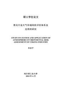 焦化行业大气环境风险评价体系及应用的研究