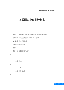 互联网农业创业计划书