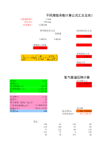 管道压力降及摩擦阻力系数计算