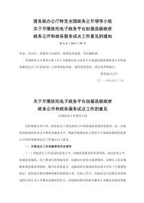 关于开展依托电子政务平台加强县级政府政务公开和政务服务试点工作意见的通知
