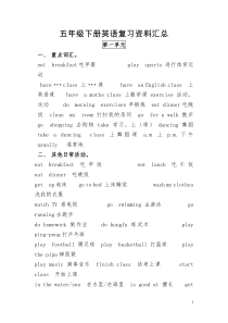 五年级下册英语复习资料汇总