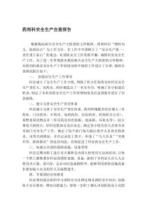 药剂科安全生产自查报告