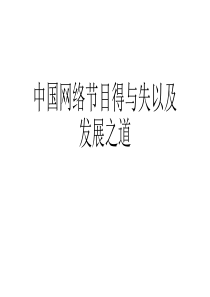 中国网络节目得与失以及发展之道