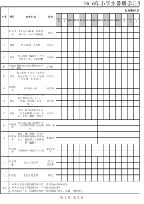2016年最新小学生暑期计划表