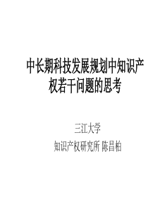 中长期科技发展规划中知识产权有关问题的思考