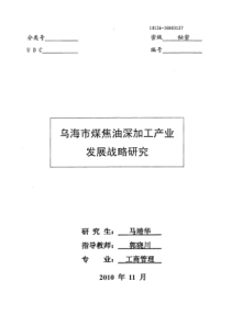 乌海市煤焦油深加工产业发展战略研究