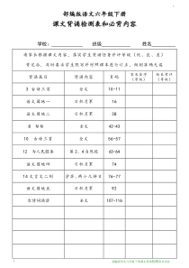 2020年最新部编版语文六年级下册课文背诵检测表及必背内容
