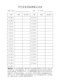 学生居家体温测量表