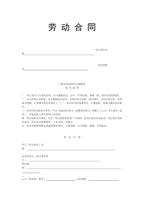 宁波市劳动合同范本完整版