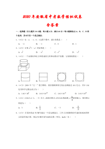 2020年安徽省中考数学模拟试卷含答案