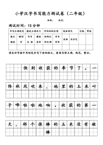 小学汉字书写能力测试卷