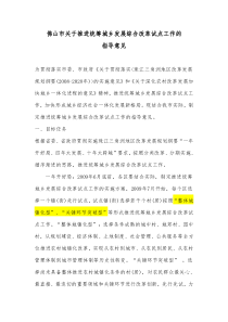 佛山市关于推进统筹城乡发展综合改革试点工作的指导意见