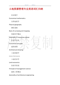 土地资源管理专业英语词汇归纳.dot