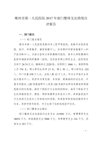 郴州第一人民医院2017年部门整体支出绩效自评报告