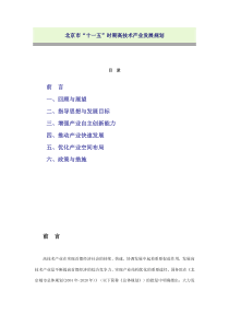 北京市“十一五”时期高技术产业发展规划(061230)