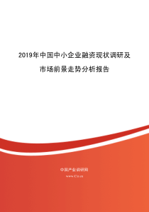 2019年中国中小企业融资现状调研及