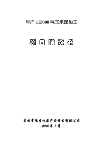 11.5万吨玉米深加工项目建议书(1)