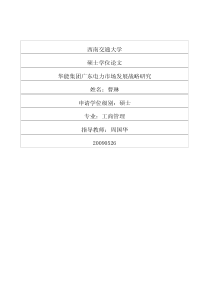 华能集团广东电力市场发展战略研究
