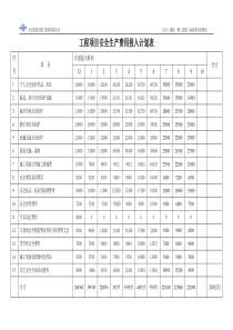 工程项目安全生产费用投入计划表