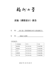 85度C营销策略分析与策划报告
