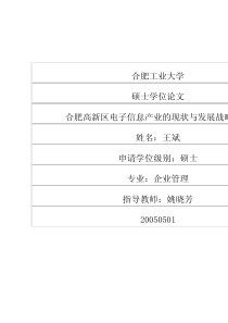 合肥高新区电子信息产业的现状与发展战略研究