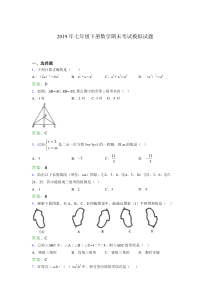 2019年七年级下册数学期末考试模拟试题OP