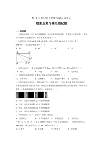 新版精选2019年七年级下册数学期末总复习模拟考试(含参考答案)