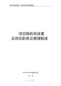 工程施工项目部机构设置岗位职责及管理制度--最新版