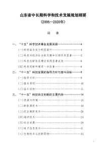 山东省中长期科学和技术发展规划纲要