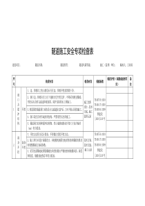 隧道施工现场安全检查表