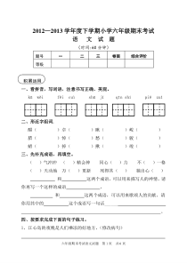 人教版小学六年级下册语文试题含答案