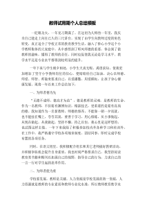 教师试用期个人总结模板