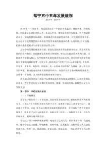 常宁五中五年发展规划