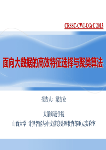 梁吉业-面向大数据的高效特征选择与聚类算法(CRSSC-CWI-CGrC-2013)