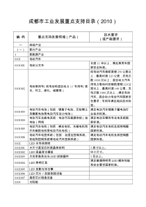 成都市工业发展重点支持目录（XXXX）