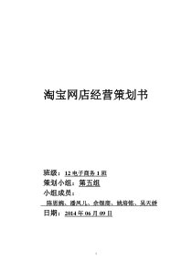淘宝网店策划书标准格式