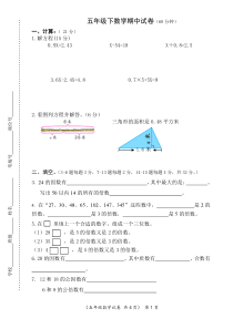 苏教版五年级下册数学期中试卷-(2)